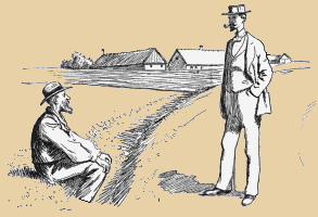 To mænd, den sidder i grøften og den anden står op, de taler om kvindesagen